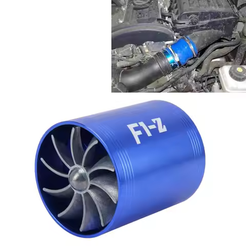 F1-Z Car Stainless Supercharger Dual Double Turbine Air Intake Fuel Saver Turbo Turboing Charger Fan