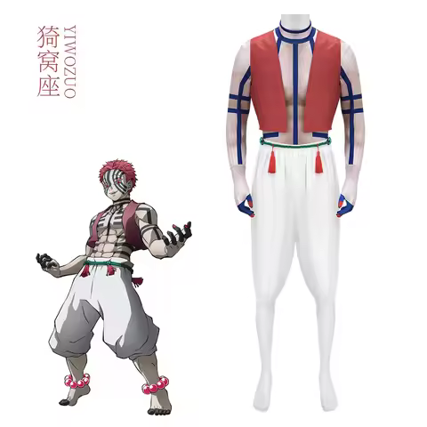 Anime Devil Akaza Cosplay Costume Demon Hakuji Costume Wig Outfit Uniform For Men Women Halloween Co