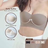 Adelais Daily Softie Seamless PushUp Bra & Anti-Slip MultiWay Strapless Bra - Size 32ABC-38ABC (1cm)