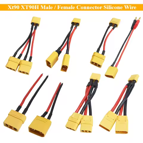Xt90 XT90H Male / Female Y Splitter Connector Silicone Wire 3-Way Extension Cord Cable for Lithium B