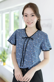 Narinari : MT1741 Bow Neck Butterfly Sleeve Blouse