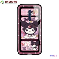 Jinsouwe Phone Case For OPPO Reno 2 opporeno2 reno2 Cases For Boys Girls Cartoon Koulomi My Melody Casing Tempered Glass Cover