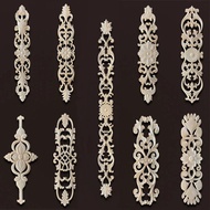 Wood decorative long carved onlay applique Vintage furniture accessories Cabinets Wood flower crafti