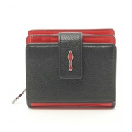 【日本直送】 Christian Louboutin Christian Louboutin Paloma Mini Wallet 對折真皮皮夾 黑色 紅色