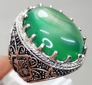 Cincin Batu Akik Kristopas Hijau Besar Warna Asli Natural Bukan Palsu