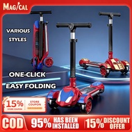 15% OFF-Kids/Adult Scooter w/ LED Lights & Music, Foldable&Adjustable，Anti-Rollover, 300lbs Capacity