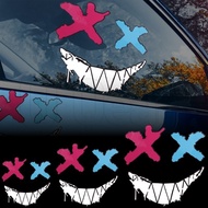 Reflective Car Stickers - Personalised Decorative Decals - Automobile Exterior Decoration - XX Eyes Demon Smiling Face - For Helmet Motor - Anit-Scratches Self-adhesion Warning