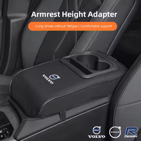 Car Armrest Box Cushion Leather Soft Pad With Cup Holder For Volvo Rdesign XC90 XC40 XC60 V60 V70 V9