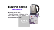 ELECTRIC KETTLE MICROMATIC MCK-1820 1.8L HIGH-QUALITY KETTLE