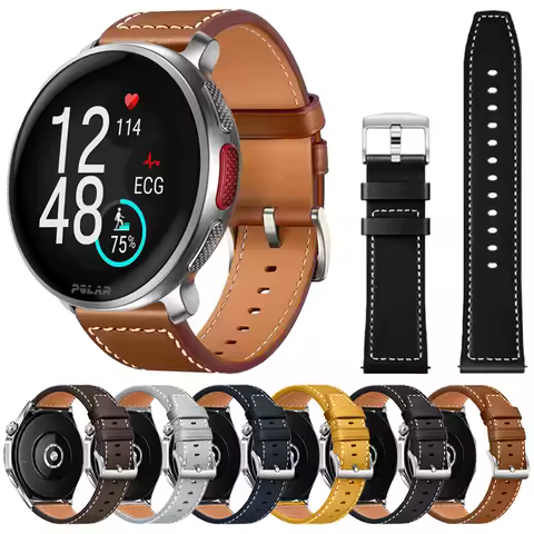 20/22mm Leather Strap for POLAR Vantage V3 V2 Watch Band M2/M/Grit X Pro for Polar Ignite 3 2/Pacer/
