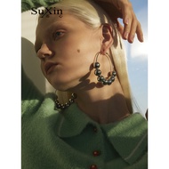 earring earring for women pearl earring Su Xin Round Ball Unique Metallic Female Earrings