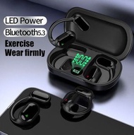 其他品牌 - 黑色掛耳式藍牙耳機 不入耳藍牙耳機 無線雙耳降噪運動骨傳導耳機 [平行進口]