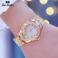 BS Bee Sister Women Watches Diamond Luxury Design Analog Quartz Waterproof Watch Classic Steel Strap