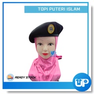 Puteri Islam Beret PPIM Topi Hitam Sekolah Kokurikulum Cap Badge Beret Beruniform Persatuan Kokuriku