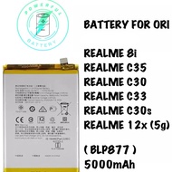 COMPATIBLE BATTERY FOR ORI REALME 8i / C30/ C31/ C33/ C35/ C30s/ 12x 5G BLP877 5000mAh BATERY Bateri