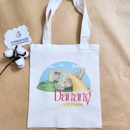 Vietnam Tote Bag – Golden Bridge in Danang – Handmade Canvas Bag – Vietnam Travel Gift – Illustrated