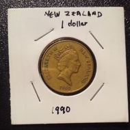 1990 New Zealand 1 dollar old coin