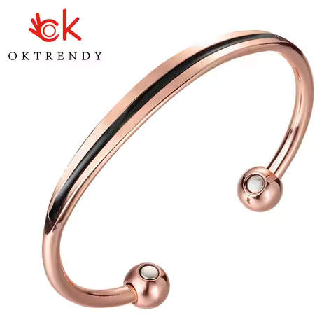 OKtrendy Bohemia Enamel Cuff Bracelets Bangles Pure Copper Bracelet Women Health Energy Magnetic Jew