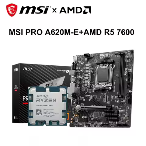 AMD Ryzen 5 7600+MSI PRO A620M-E Motherboard CPU Kit DDR5 6400+(OC) MHz AM5 M.2 PCIe 4.0 x16 96G Mic
