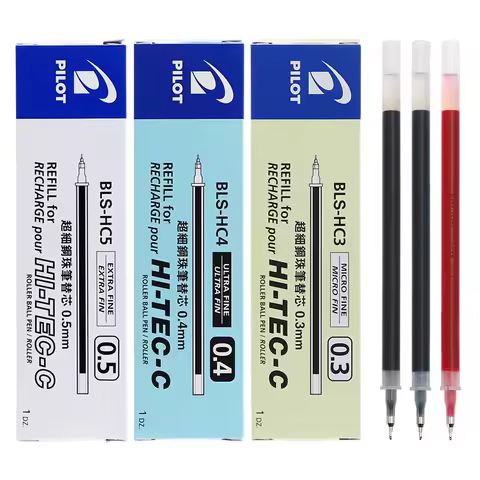 12 Pieces Pilot HI-TEC-C Gel Pen Refill Ink Cartridge Recharge BLS-HC4 0.3 mm 0.4 mm 0.5 mm Pen Rods