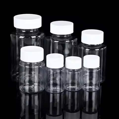 5pcs Refillable Bottles 15ml/20ml/30ml/50ml/100ml/150ml/200ml Plastic PET Clear Empty Seal Bottles C