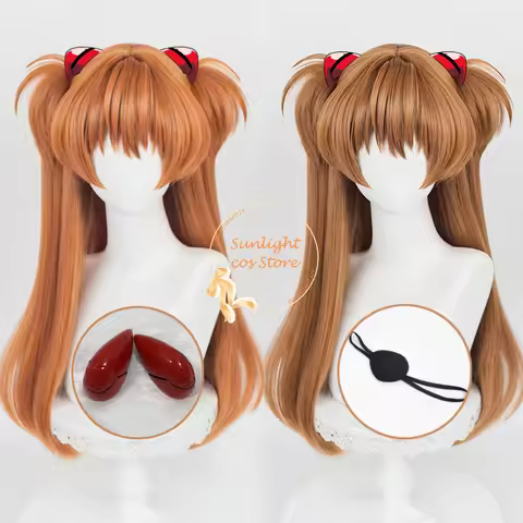 2 Styles EVA Asuka Langley Soryu Cosplay Wig Brown/Orange Brown Women Anime Wig Heawear Heat Resista