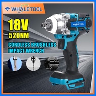 18V 520Nm Electric Brushless Impact Wrench Cordless 1/2 Socket Wrench Power Tool For Makita Battery