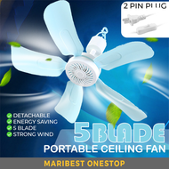 Portable 5 Blade Ceiling Fan Kipas Siling Camping Fan Air Cooler Mini ciling Fan Kipas Camping Tent 