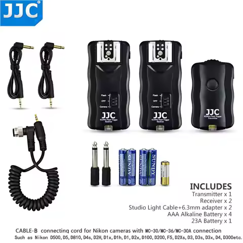JJC Wireless Flash Trigger Remote Shutter Release for Nikon D500 D5 D810 D4s D2H D1x D1h D2x D2Xs D3