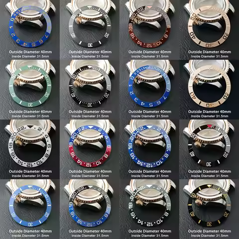 Sloping 40mm*31.5mm Green/Black/Red//Blue Ceramic Bezel watch Insert For Watch Replace Watch Face Wa