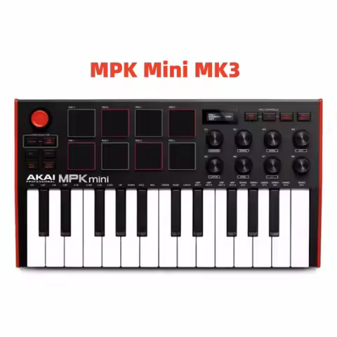 AKAI Professional MPK Mini MK3 - 25 Key USB MIDI Keyboard Controller With 8 Backlit Drum Pads, 8 Kno