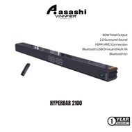 Vinnfier VF HYPERBAR 2100 All-in-One Soundbar with Clock Display MAX 80W Bluetooth, USB Drive, HDMI 