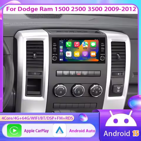 7'' 4+64GB Apple CarPlay Android 15 Auto Head Unit Car Radio  For Dodge Ram 1500 2500 3500 2009-2012