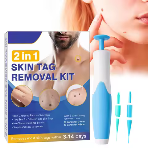 2 In1 Painless Auto Skin Tag Mole Wart Removal Kit Cleaning Tools Face Skin Care Body Wart Dot Treat