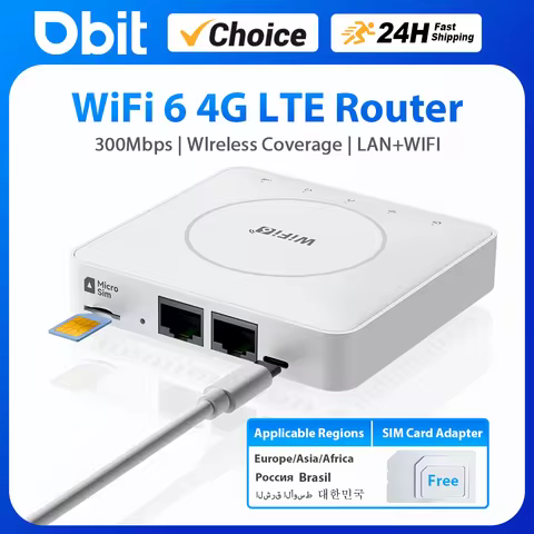 DBIT 4G BOX 300Mbps WiFi6 LTE Router For Sim Card Portable Modem Support 2 LAN Ports 32 Devices EU/A