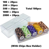 100pcs Set Premium Monte Carlo Casino Poker Chips Poker Monte Carlo Texas Holdem Poker Game Playing 