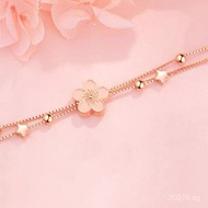 Peach Blossom Pure Silver S999Peach Blossom Bracelet Jewelry New Model Gift for Girlfriend Niche Aut