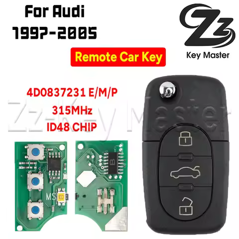 Zz Key Master Car Remote Key 4D0837231E ID48 CHIP 315MHz For Audi A4 S4 A6 A8 TT 1997~2005 FCCID 4D0