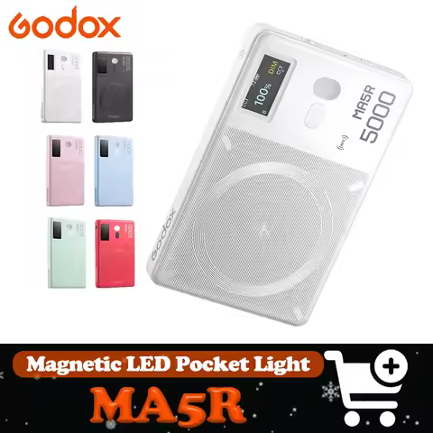 Godox MA5R Magnetic LED Pocket Light 1800K- 10000K Full-Color Video Light Ultra-slim Design for Outd