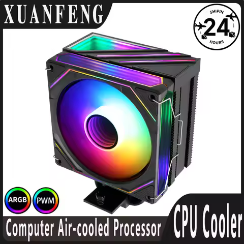XUANFENG CPU Cooler RGB 120mm Fan 4 Heat Pipe air-cooled Compatible x99 AM4 AM5 i3 i5 i7 i9 install 