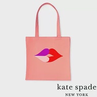 【Kate Spade】Heart Lips 唇唇欲動 俏皮愛心款 帆布袋/收納袋/化妝包