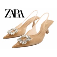 Zara Women's Shoes Beige Inlaid Details High Heel Mules