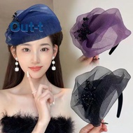 [Out-t] Elegant Half Hat  French Retro Hair Hoop Dinner Party Hairband For Women Girls Temperament H