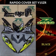 RAPIDO BODY COVER SET Y15ZR V1 V2 LC150 46 VR46 - BLACK (STICKER TANAM/AIRBRUSH) Y15 COVERSET