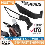 Horus Winglet Side Mirror 28cm Large Full Alloy Adjustable Mirror Mount Walang Grado Clear Lens