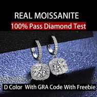 Real Moissanite GRA Certified S925 Sterling Silver Round Cut D Color Moissanite Earrings 0.5ct/1ct L