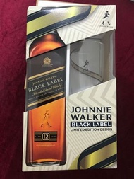 新年送禮佳品！日本直送限量版！！ Johnnie walker black label Limited Edition design whisky 威士忌連日本製 high ball 玻璃杯套裝， 全新有盒未開 100% new