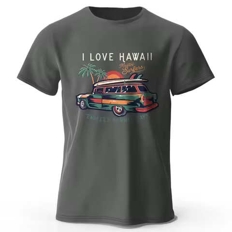 Hawaiian Holiday Printed Unisex Men Women T-Shirt Tees Tops 100% Cotton Aloha Flower Graphic Luau Pa
