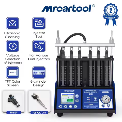 MR CARTOOL V310 Car GDI Fuel Injectors Tester Cleaning Machine 6 Cylinders Automotive Piezo Fuel Noz