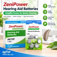 60PCS/LOT (10 PACKS) A675P 675 PR44P Zinc Air battery for cochlear implant Hearing Aid Zinc Air batt